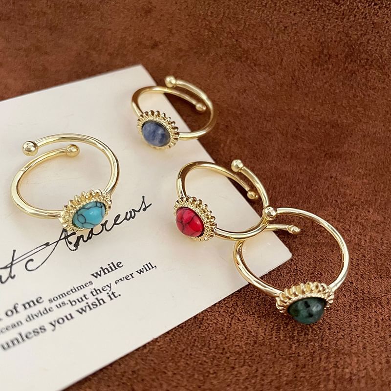 Ring Sun Open Alloy Gemstone Faux