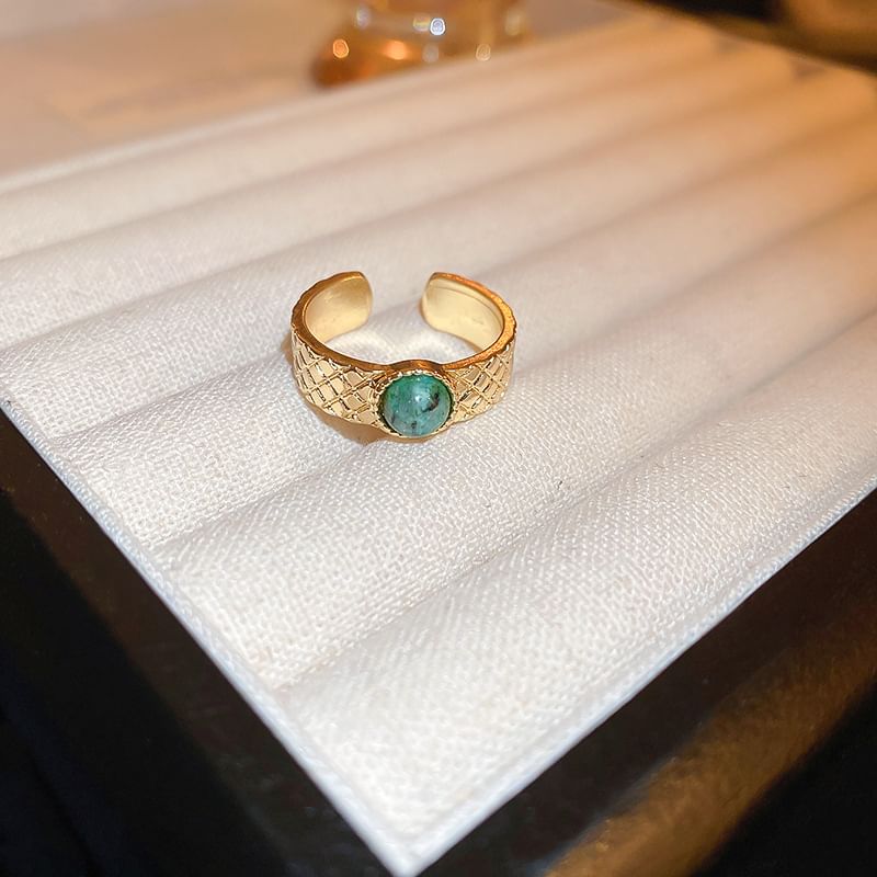 Ring Sun Open Alloy Gemstone Faux