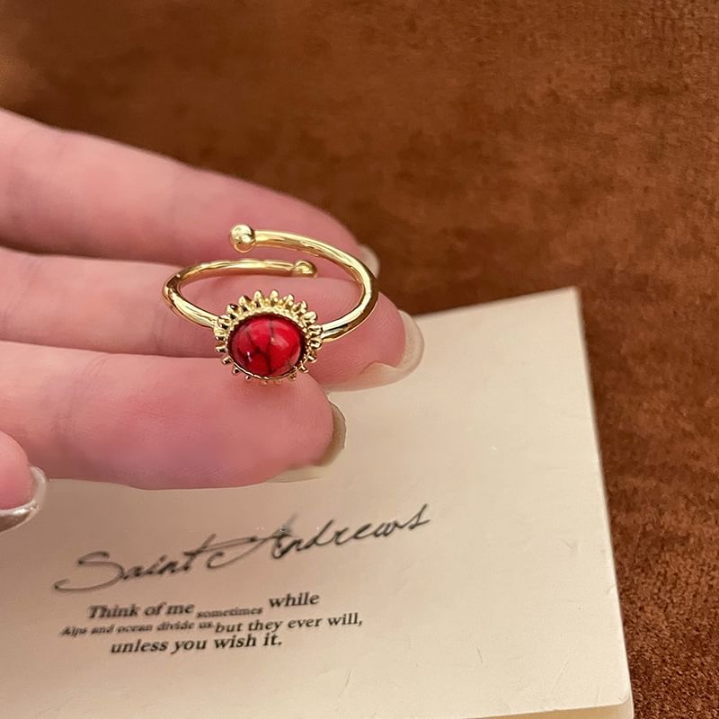 Ring Sun Open Alloy Gemstone Faux