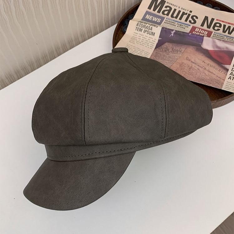 Cap Leather Faux Newsboy
