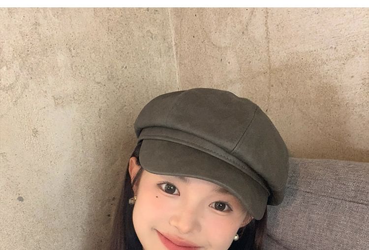 Cap Leather Faux Newsboy