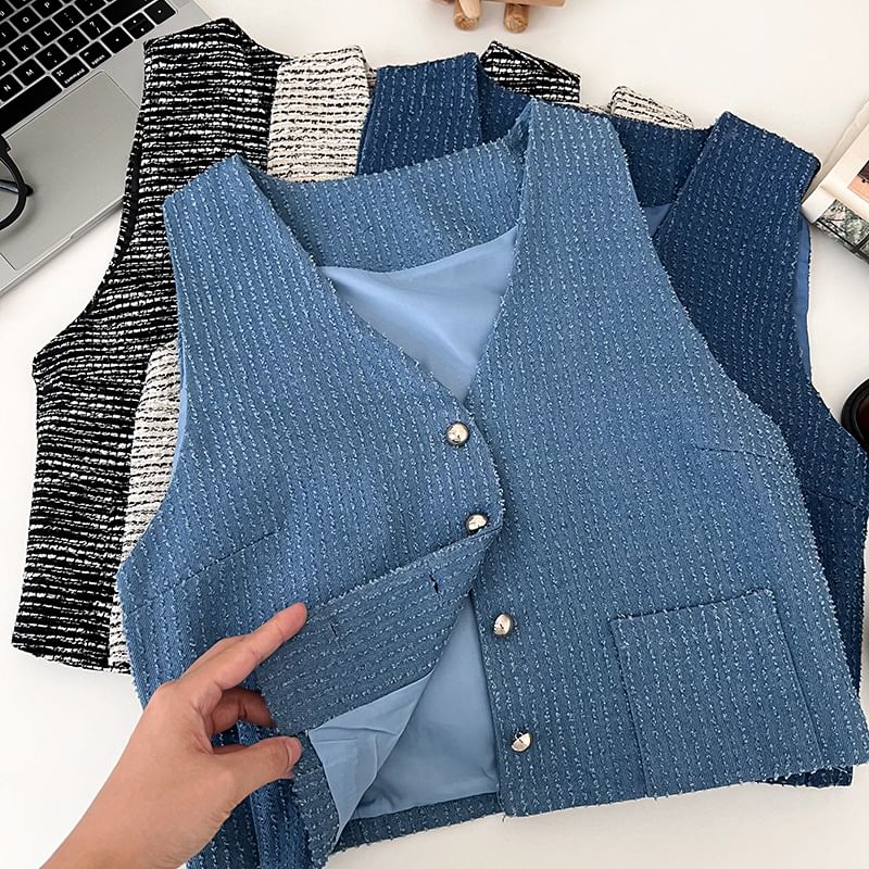 V-Neck Button Vest