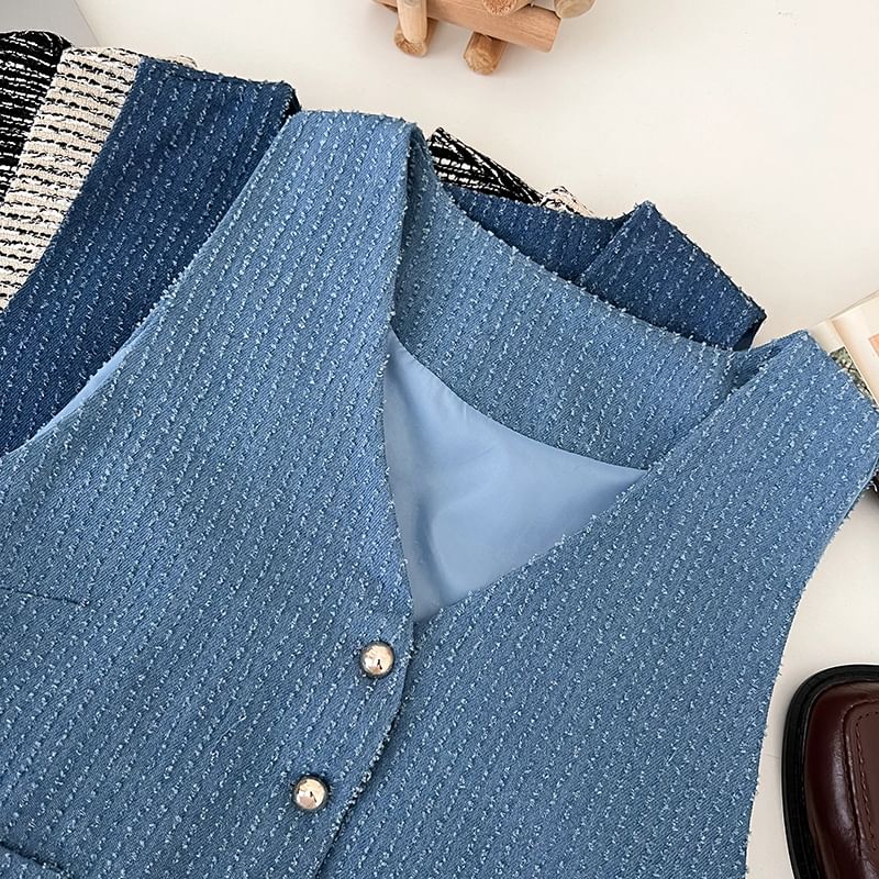 V-Neck Button Vest