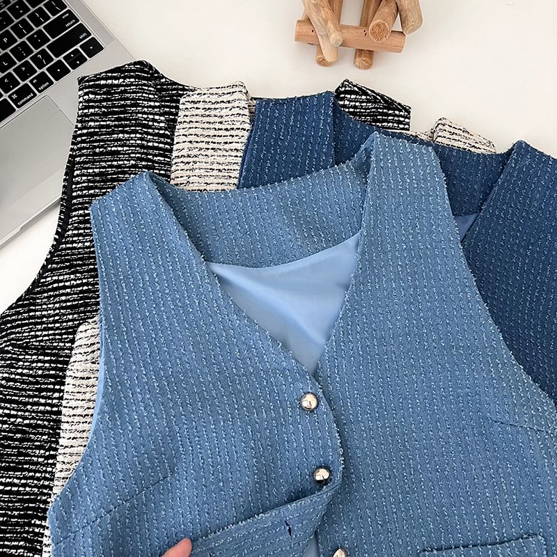 V-Neck Button Vest