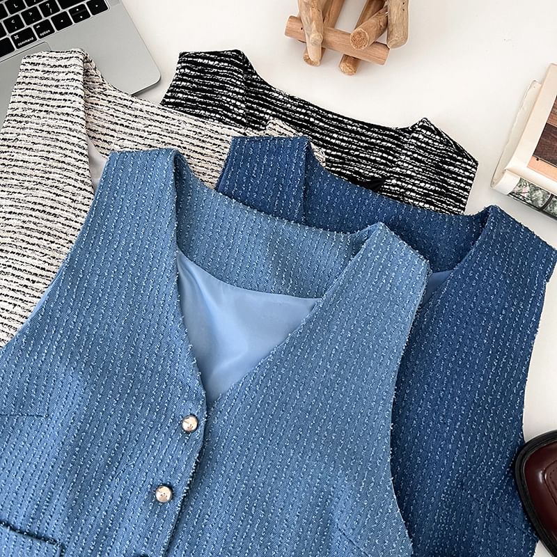 V-Neck Button Vest