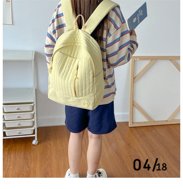 Quilted Plain Backpack Laptop
