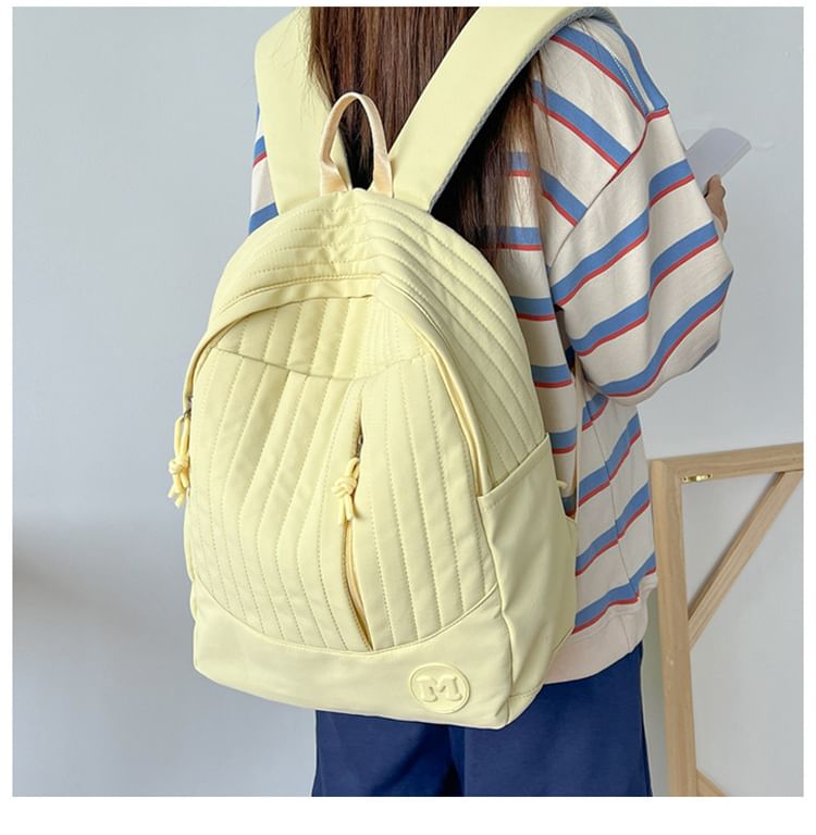 Quilted Plain Backpack Laptop