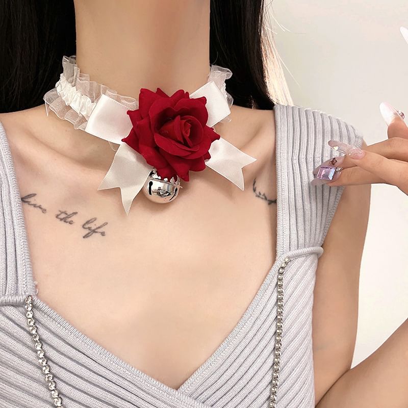 Choker Rose Tulle Bell