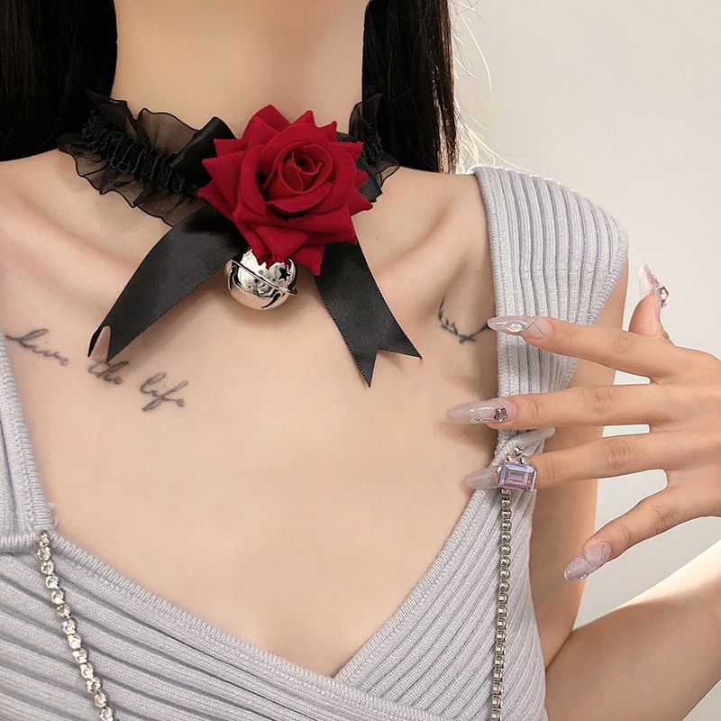 Choker Rose Tulle Bell