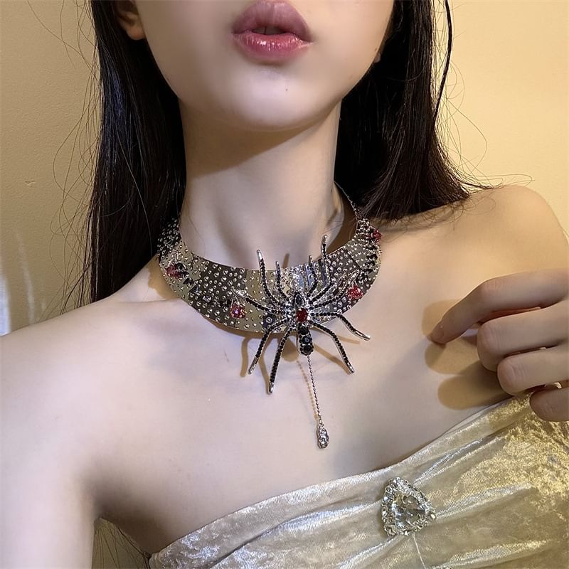 Choker Metallic Rhinestone Lariat