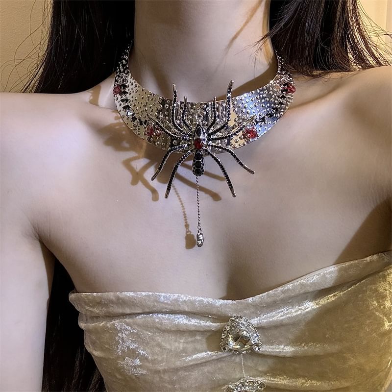 Choker Metallic Rhinestone Lariat