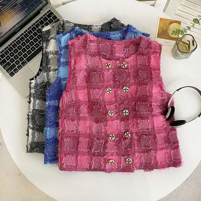 Checkerboard Double-Breasted Vest