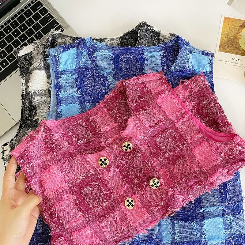 Checkerboard Double-Breasted Vest