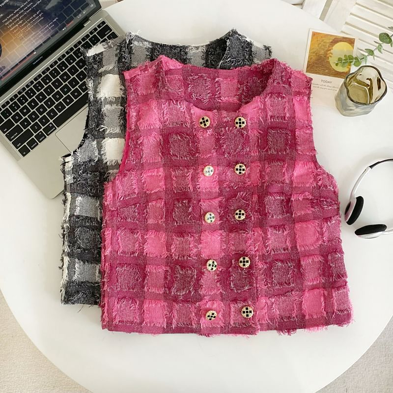 Checkerboard Double-Breasted Vest