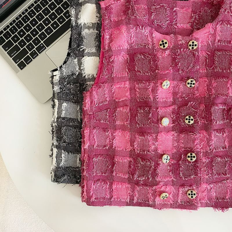 Checkerboard Double-Breasted Vest