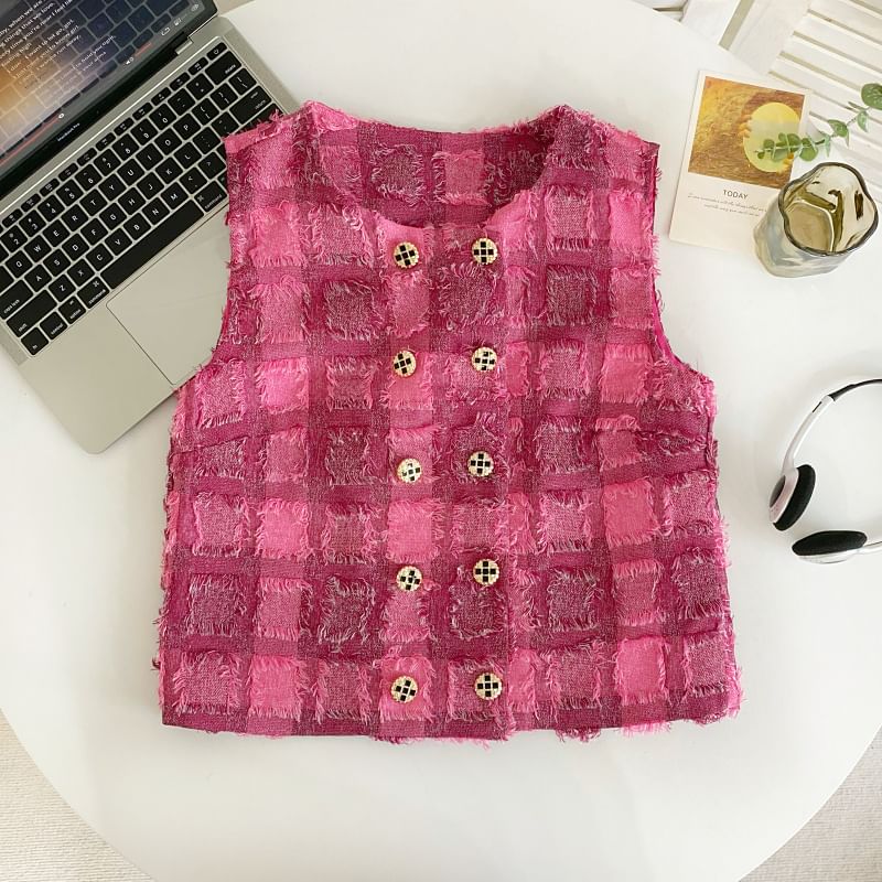 Checkerboard Double-Breasted Vest