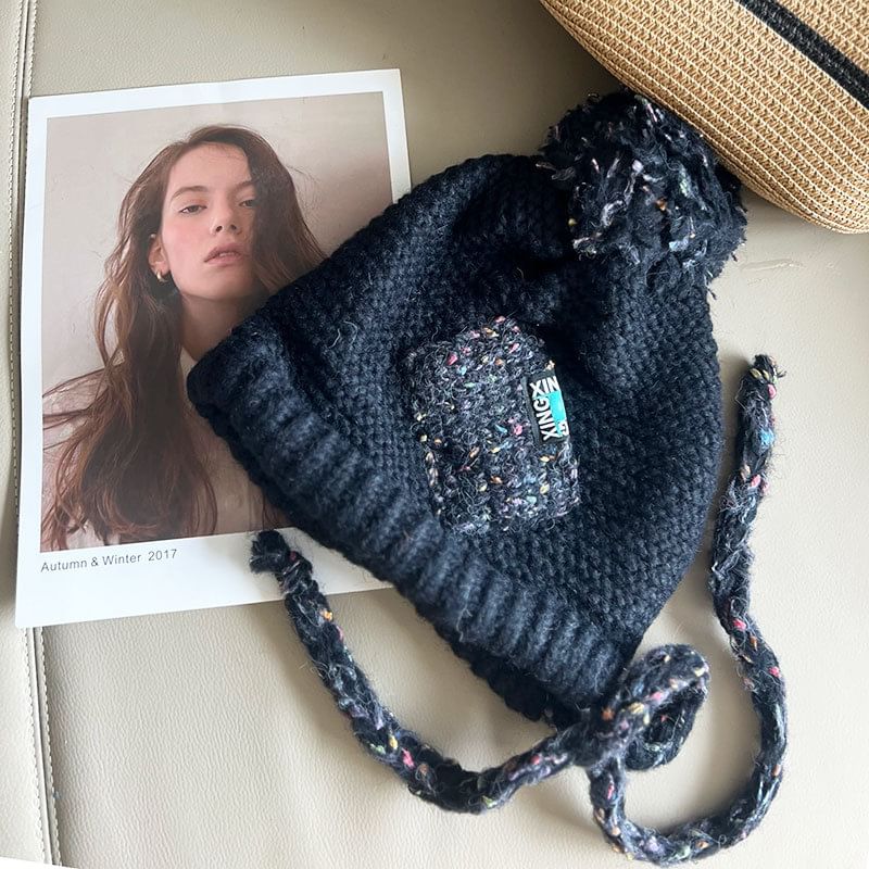 Earflap Hat Melange Pom