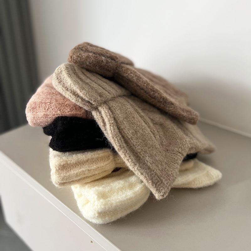 Embroidered Cable Lettering Knit Beanie