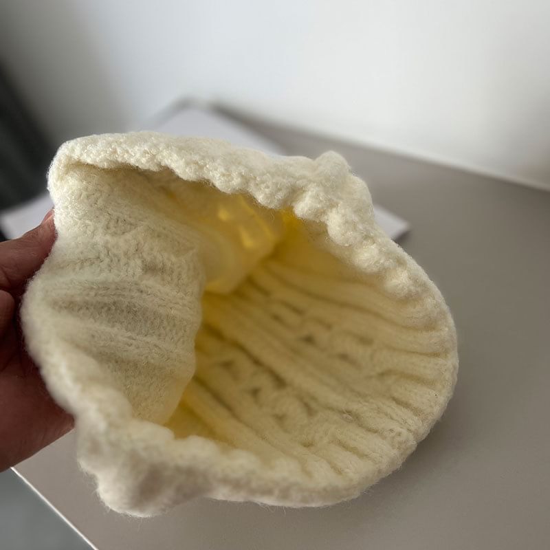 Embroidered Cable Lettering Knit Beanie