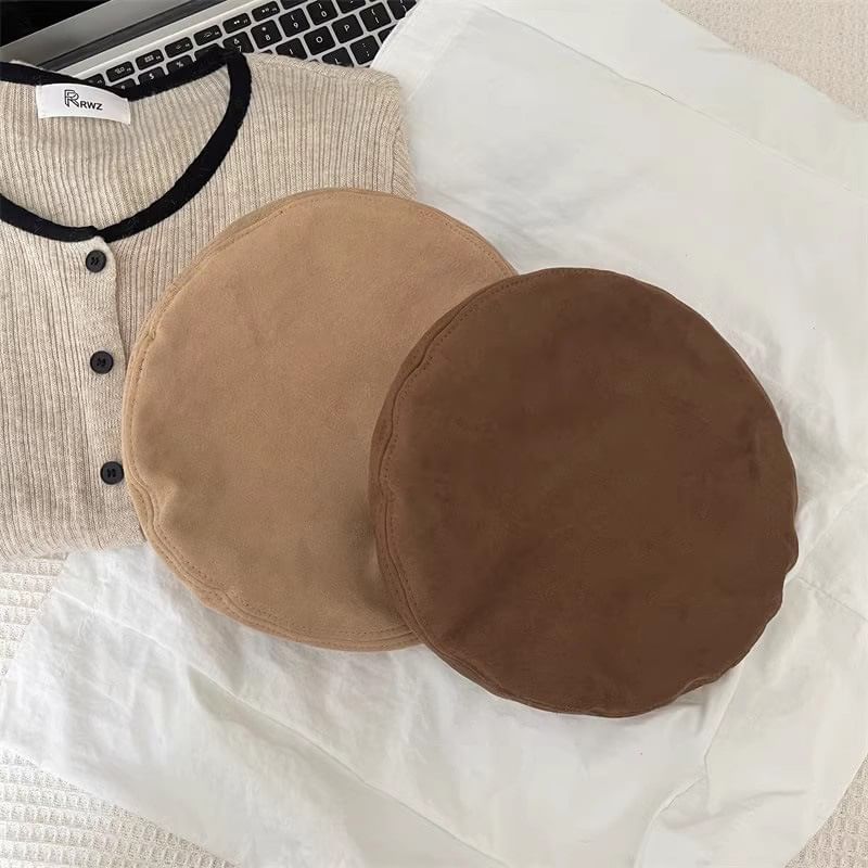Suede Beret Faux Belted