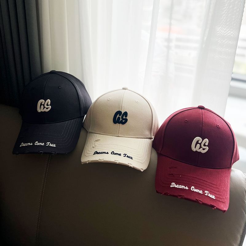 Lettering Distressed Embroidered Baseball Cap