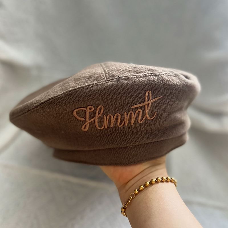 Lettering Embroidered Beret