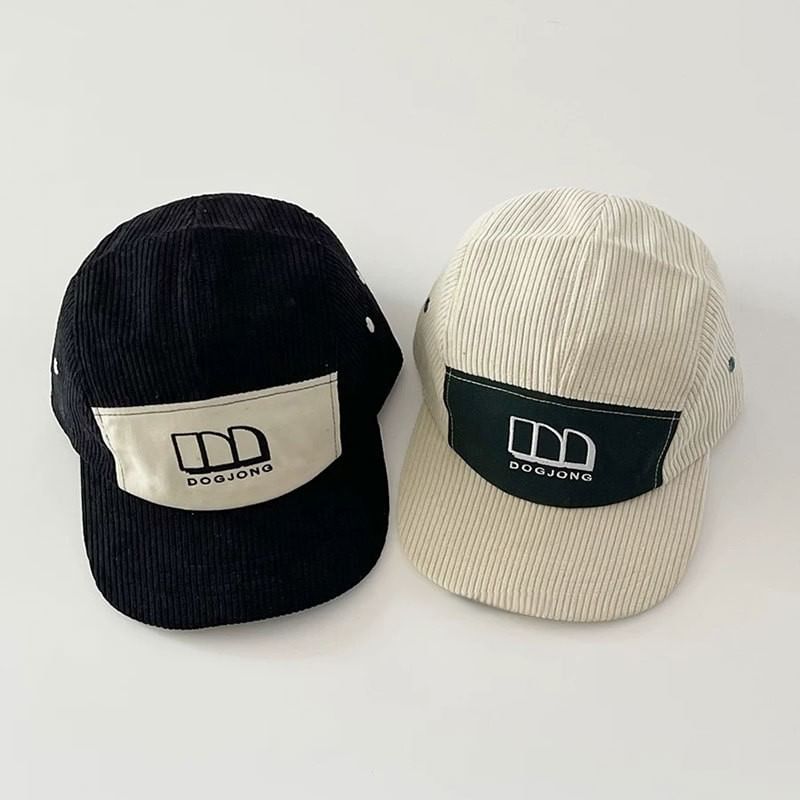 Embroidered Panel Corduroy Lettering Baseball Cap