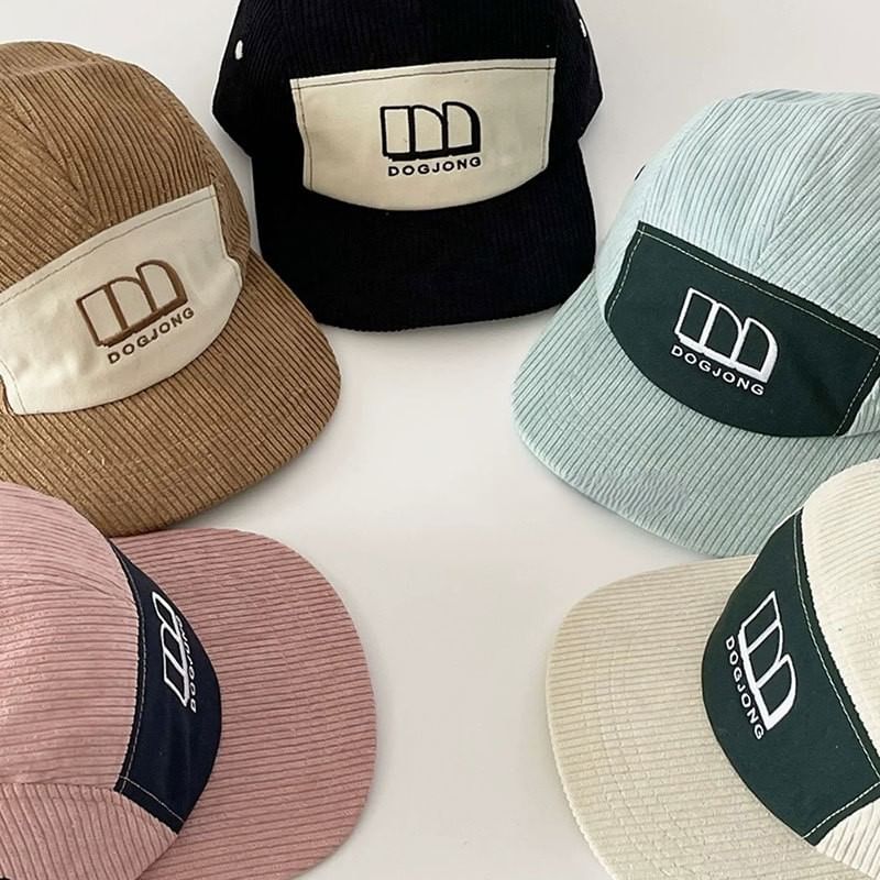 Embroidered Panel Corduroy Lettering Baseball Cap