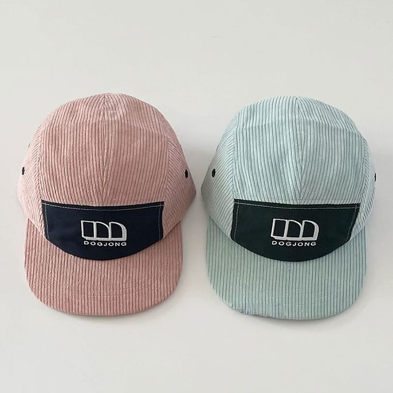 Embroidered Panel Corduroy Lettering Baseball Cap