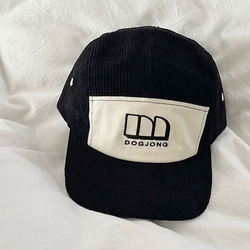 Embroidered Panel Corduroy Lettering Baseball Cap