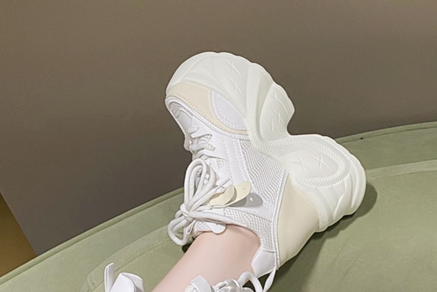 Platform Hidden Sneakers Wedge Panel Mesh