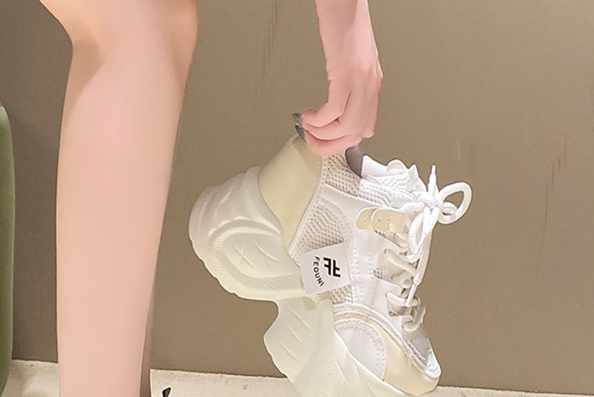 Platform Hidden Sneakers Wedge Panel Mesh