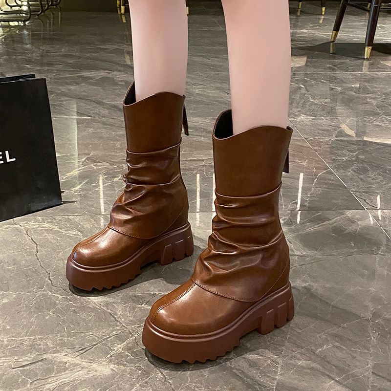 Platform Boots Mid Panel Calf