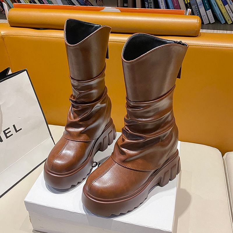 Platform Boots Mid Panel Calf