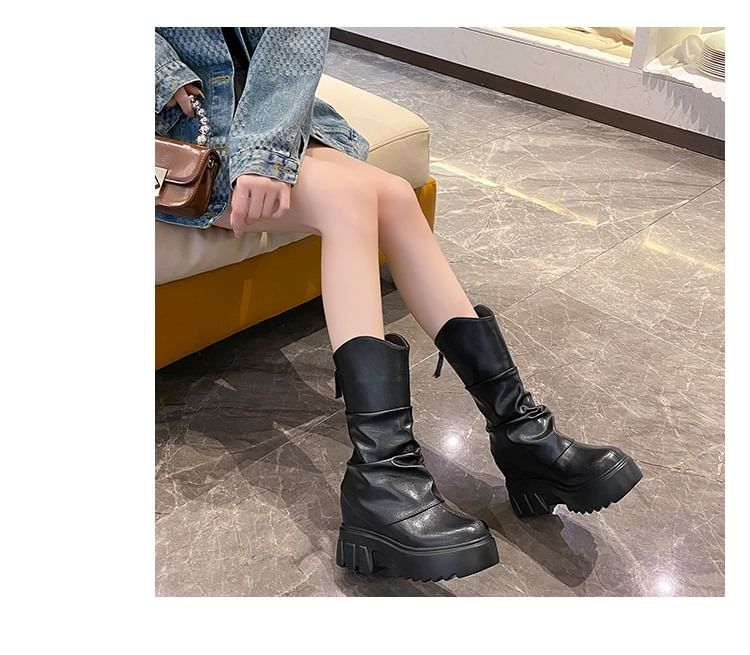 Platform Boots Mid Panel Calf