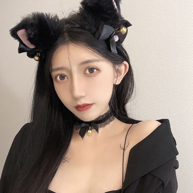 Halloween Cat Ear Chenille Party Headband