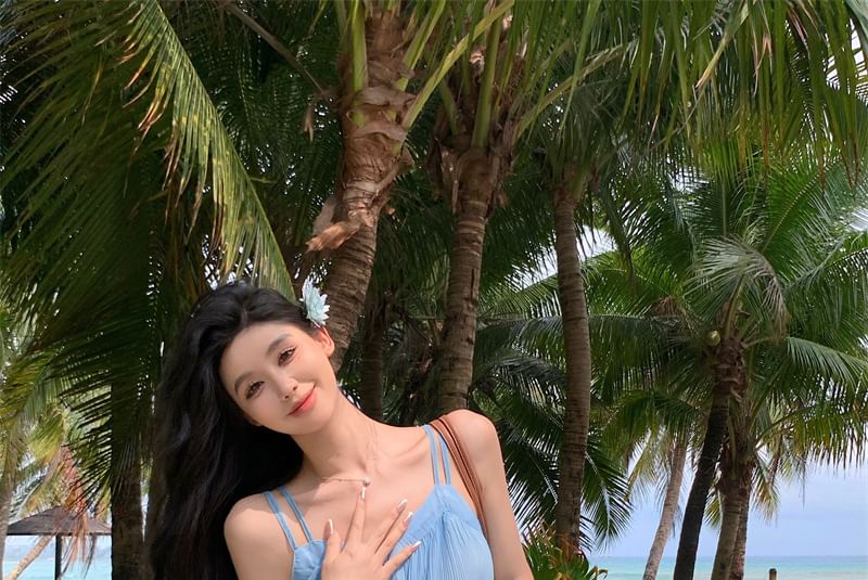 Dress Gradient Strap A-Line Spaghetti Midi