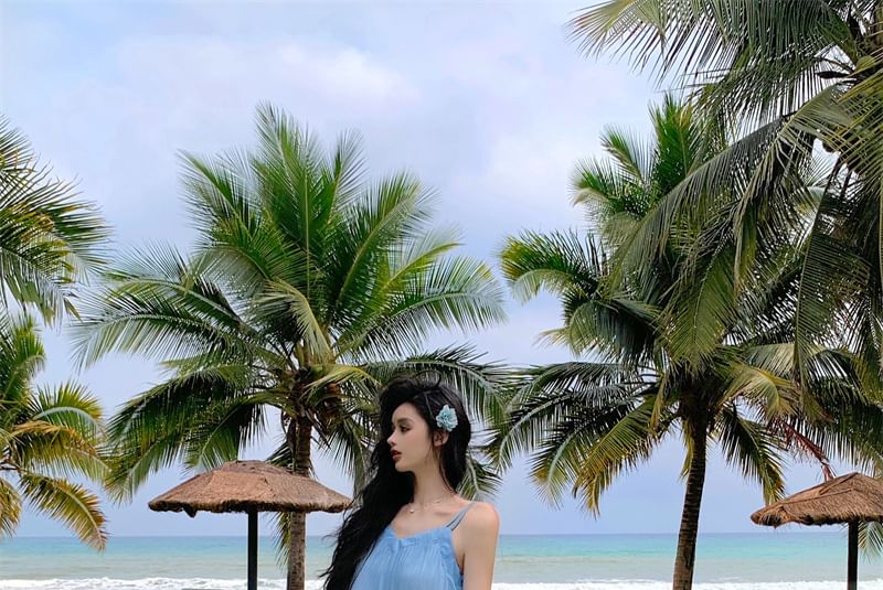 Dress Gradient Strap A-Line Spaghetti Midi