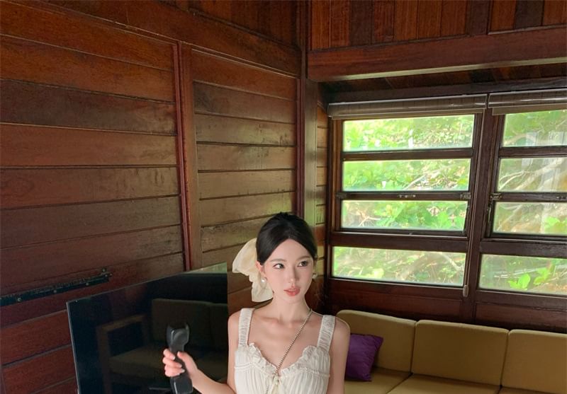 Plain Maxi Dress Slit Button A-Line Sleeveless