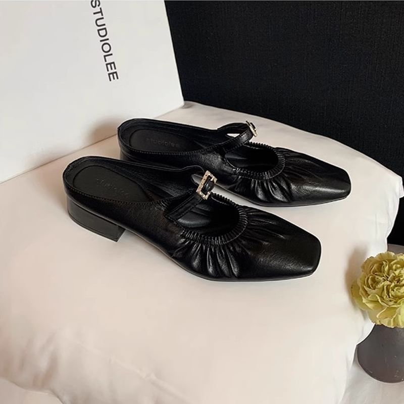 Toe Heel Low Square Mules