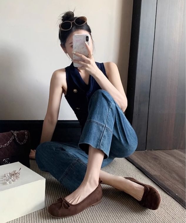 Toe Square Bow Flats