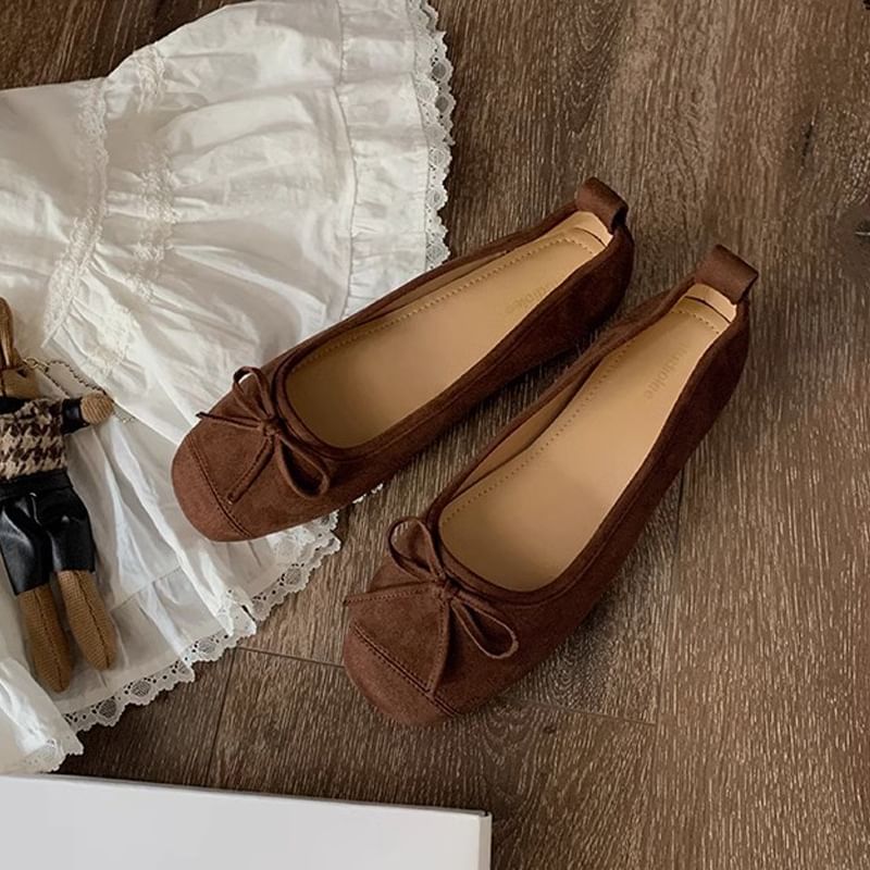 Toe Square Bow Flats