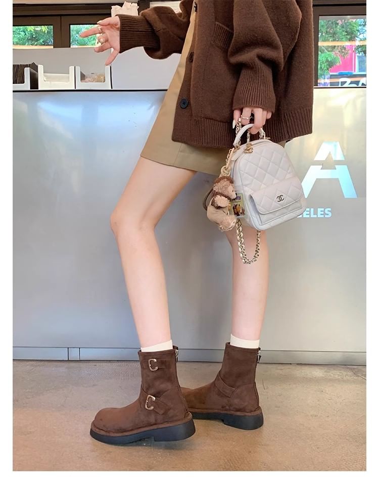 Designs) Buckled Boots Faux (Various Suede