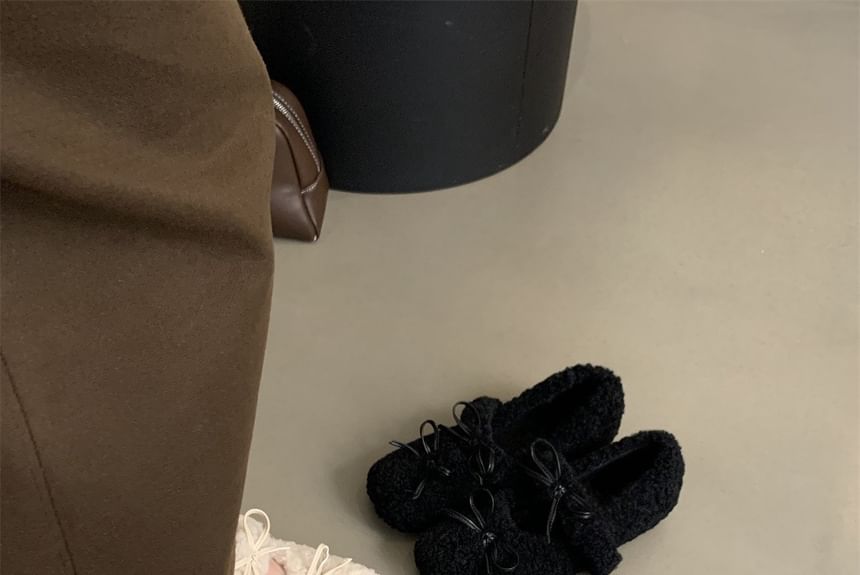 Shoes Wedge Fleece Hidden Square Jane Bow Mary Toe