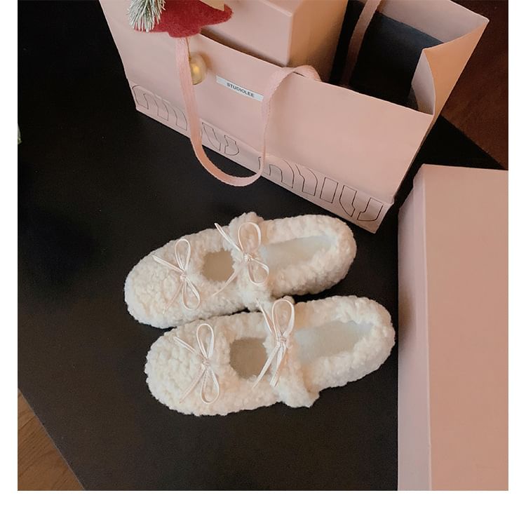 Hidden Wedge Jane Fleece Mary Bow Shoes