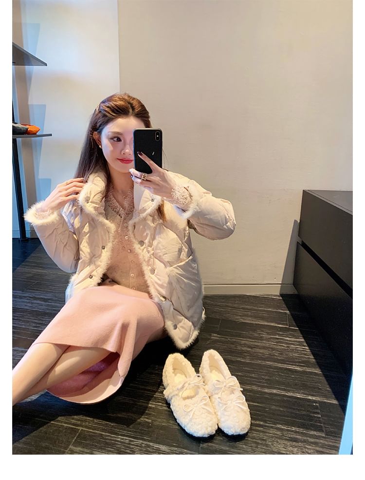 Hidden Wedge Jane Fleece Mary Bow Shoes