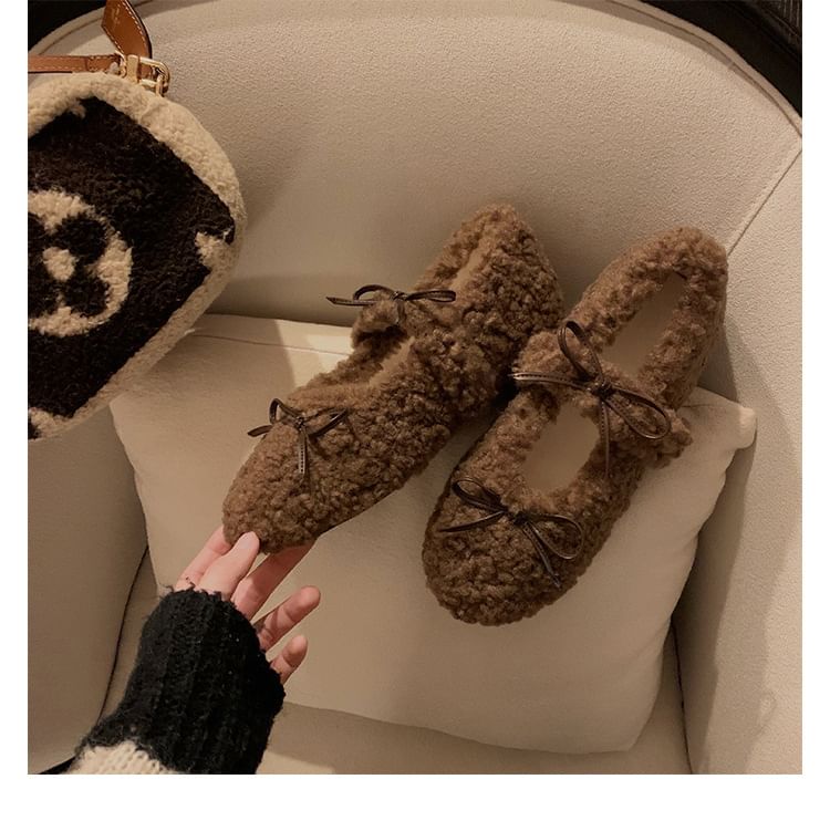 Hidden Wedge Jane Fleece Mary Bow Shoes
