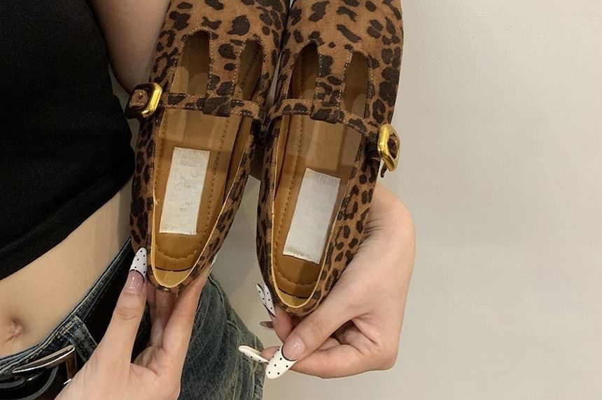 Flats Suede T-Strap Toe Square Faux