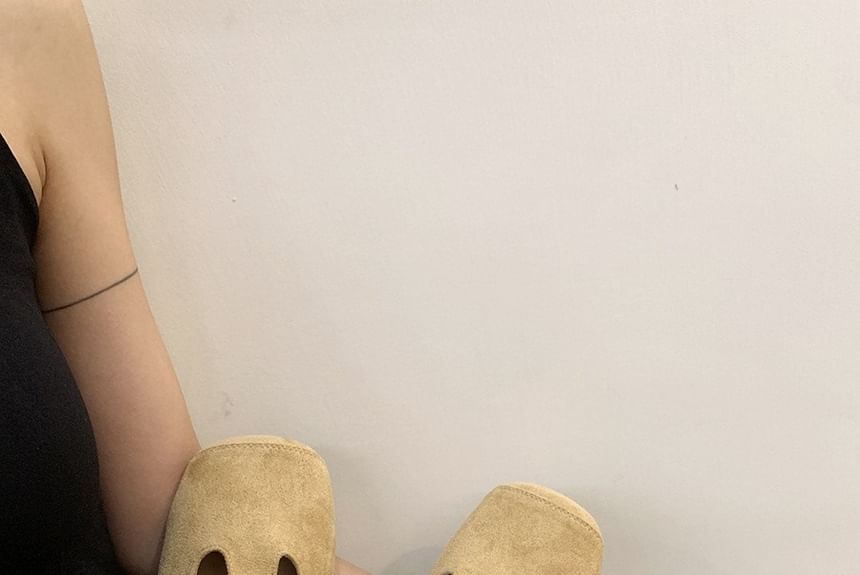 Flats Suede T-Strap Toe Square Faux