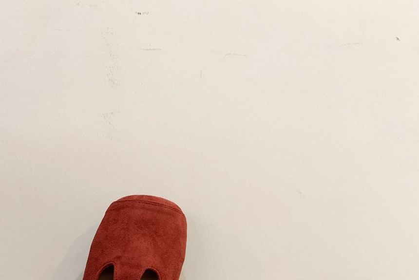 Flats Suede T-Strap Toe Square Faux